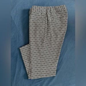 Banana Republic cropped Black & White Geometric Pants with Coral Trim